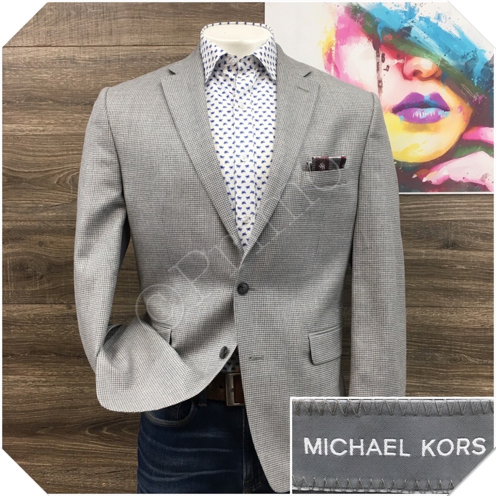 MICHAEL KORS Mens Blazer Sport Coat Casual Jacket Size 44R Wool‎ Linen Silk Suit